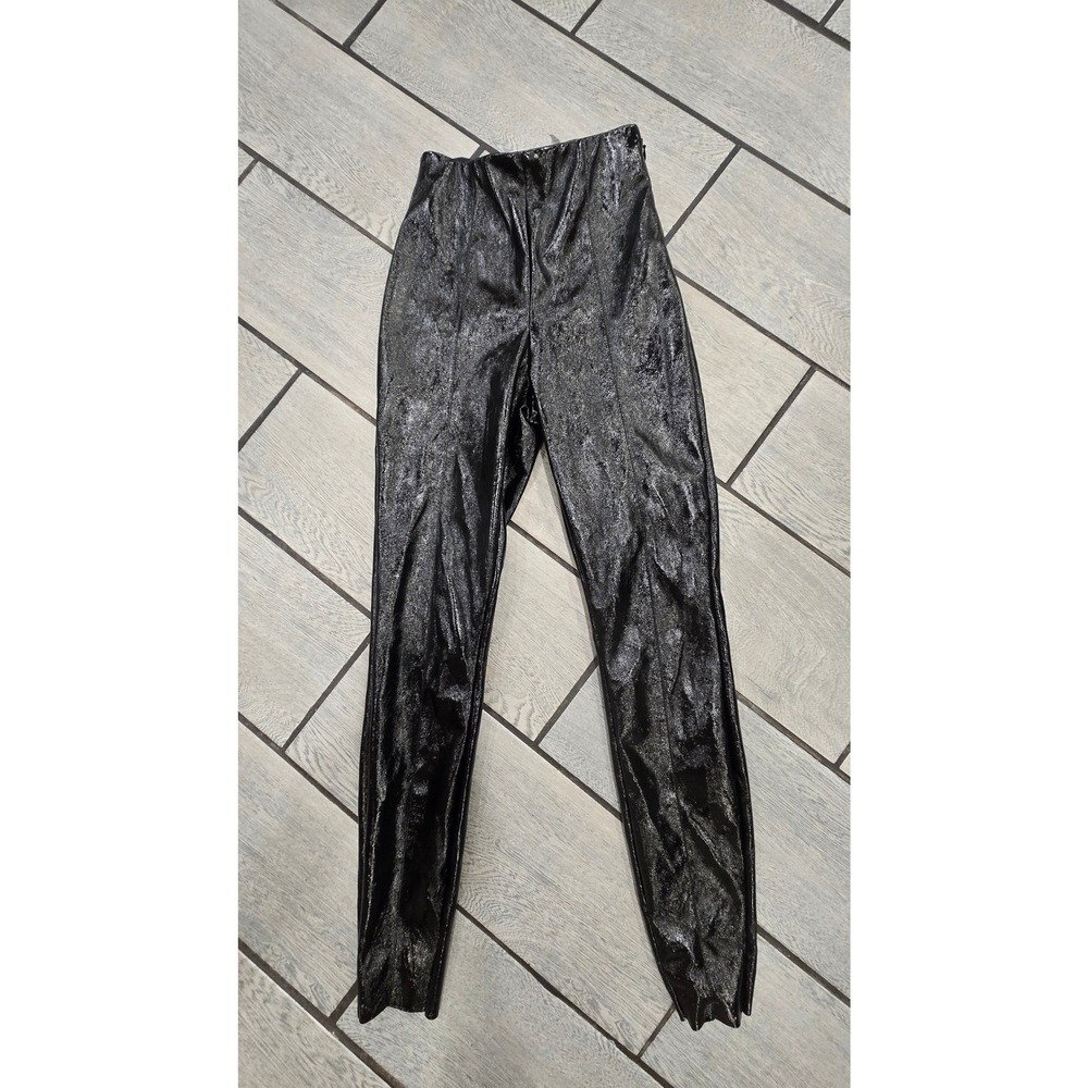 ASOS Metallic Black High Waisted Skinny Pants Liquid Look Side Zip US 0